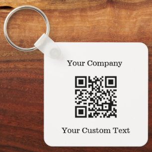 Custom Logo QR Code Text Black Company Keychain