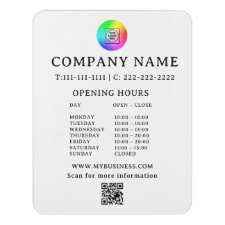 Custom Logo QR Open Hours door sign
