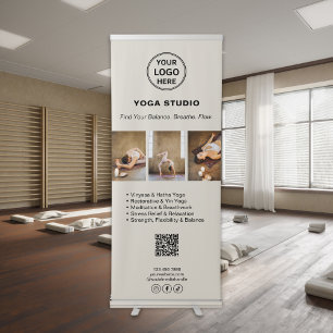 Custom Logo QR Photo Yoga Instructor Business Retractable Banner