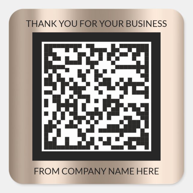 Custom Logo  QRCode Name Thank You Name Rose Square Sticker (Front)
