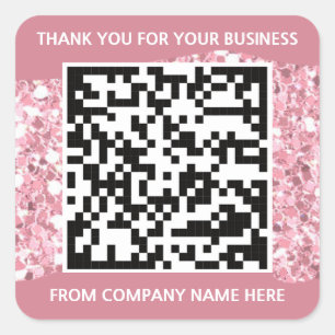 Custom Logo QRCode Name Thank You Rose Square Sticker