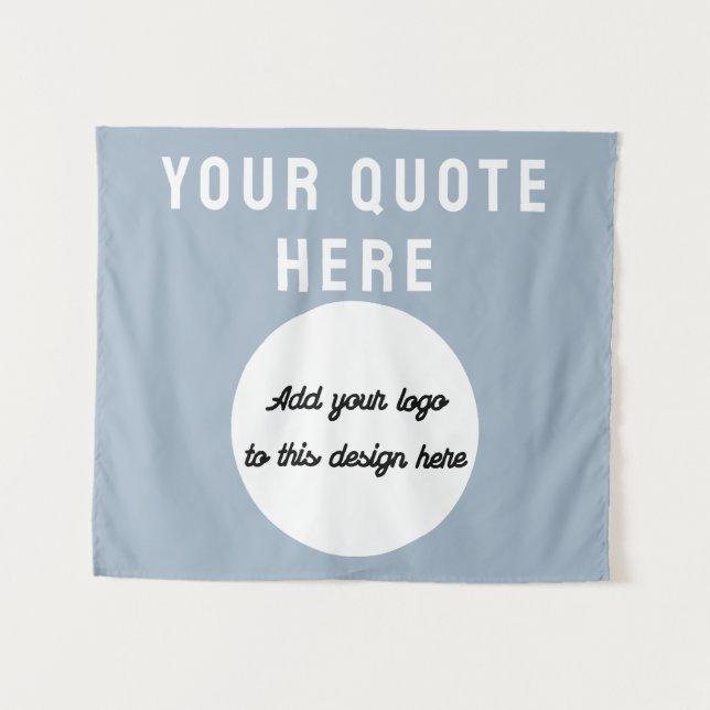 Custom Logo & Quote Banner Personalized Dusty Blue Tapestry (Front (Horizontal))