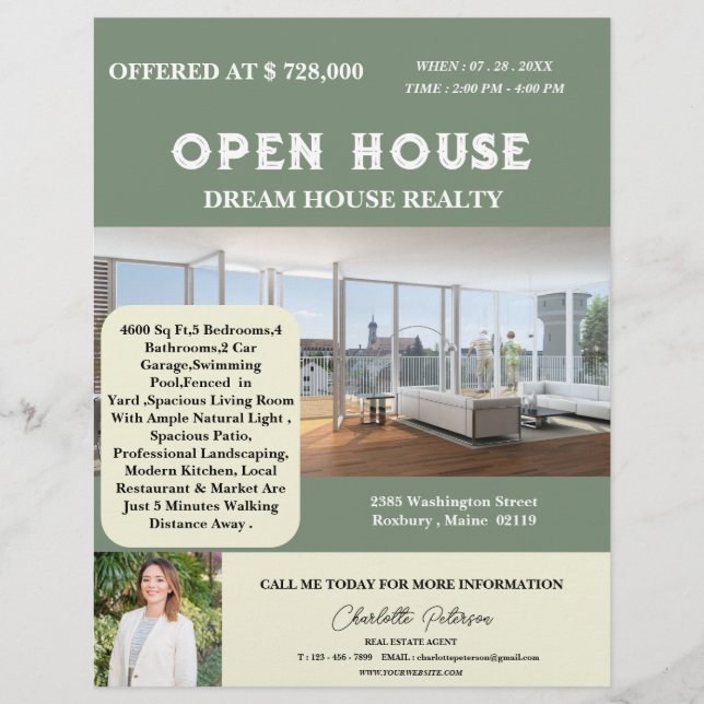 Custom Logo Real Estate Open House  Flyer (Front)