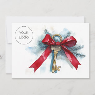 Custom Logo Real Estate Team Photo Christmas Holiday Card