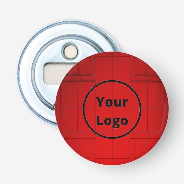 Custom logo red abstract architecture steps bottle opener (Front)
