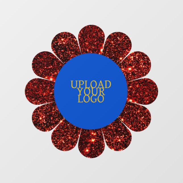 Custom Logo Red Glitter Flower Frame Window Cling (Sheet)