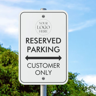 Custom Logo Reserved Parking Black White Outdoors Metal Sign