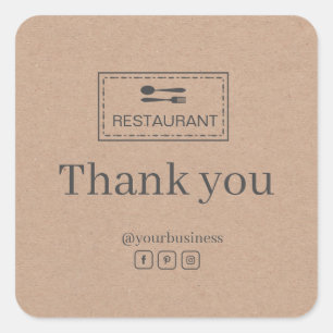 Custom logo restaurant Thank you sticker