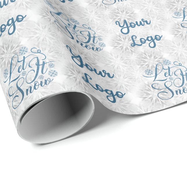 Custom Logo Retail Christmas Let It Snow Wrapping Paper (Roll Corner)