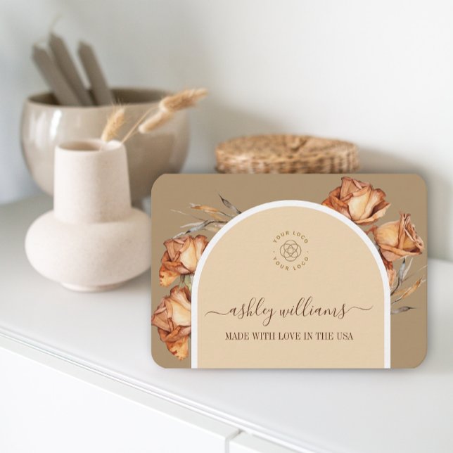 Custom Logo Retro Arch Script Rose Feminine  Business Card (Retro Arch Script Rose Feminine Business Business Card)