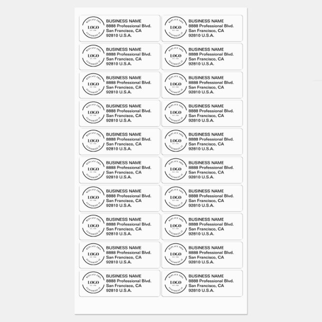 Custom Logo Return Address Waterproof Business Labels (Sheet)