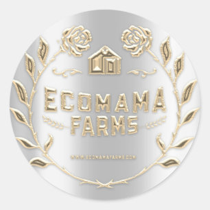 Custom Logo Rose Drips Tester Sample Silver Classic Round Sticker