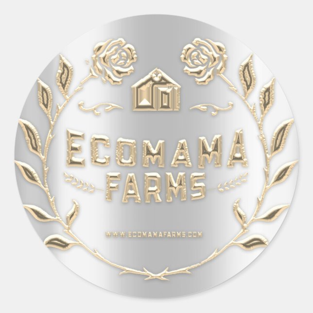 Custom Logo Rose Drips Tester Sample Silver Classic Round Sticker (Front)