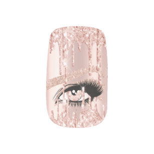 Custom Logo Rose Gold Glitter Drips Eyelash Luxury Minx Nail Art