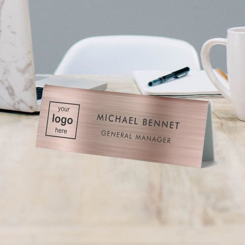 Custom Logo Rose Gold Professional Business Table Tent Sign