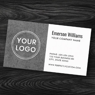 Custom logo rough dark gray concrete business card