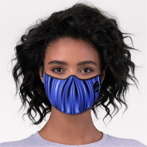Custom Logo Royal Blue Name Stripes Lines ELegant Premium Face Mask