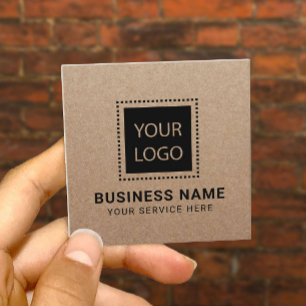Custom Logo Rustic Kraft Minimalist Square Business Card