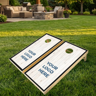 Custom Logo Rustic Whitewash Cornhole Board Set