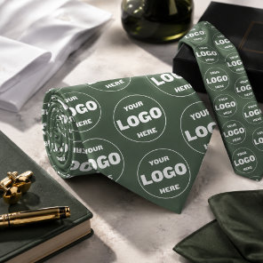 Custom Logo Sage Green Tie - Professional Branded
