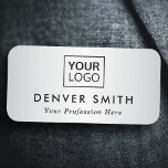 Custom logo satin gray gradient name and title name tag<br><div class="desc">Name tag with your name,  title and custom logo on a satin gray gradient. You can change fonts,  move and resize the logo with the design tool.</div>