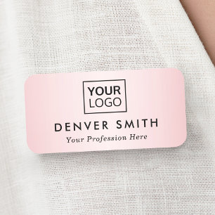 Custom logo satin pink gradient name and title tag