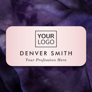 Custom logo satin pink gradient name and title tag