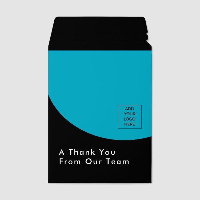 Custom Logo Shipping Modern Black Teal Business Envelope Mailers (Front)