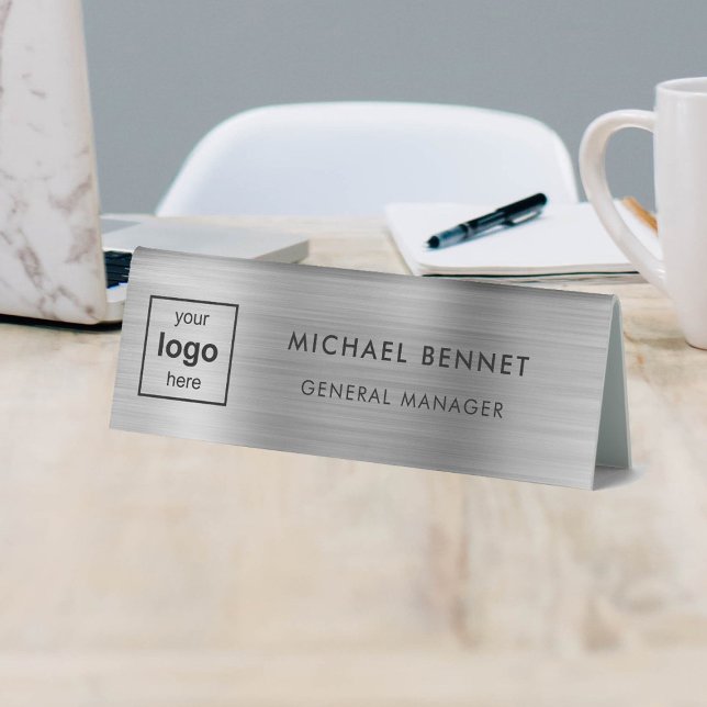 Custom Logo Silver Gray Professional Business Table Tent (Creator Uploaded)