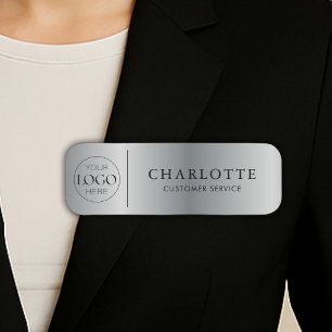 Custom Logo Silver Print Office Employee Staff Name Tag