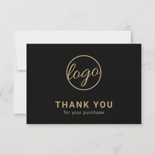 Custom Logo Simple Black and Gold Business Thank You Card