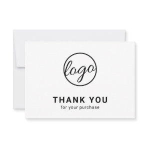 Custom Logo Simple Black and White Business Thank You Card