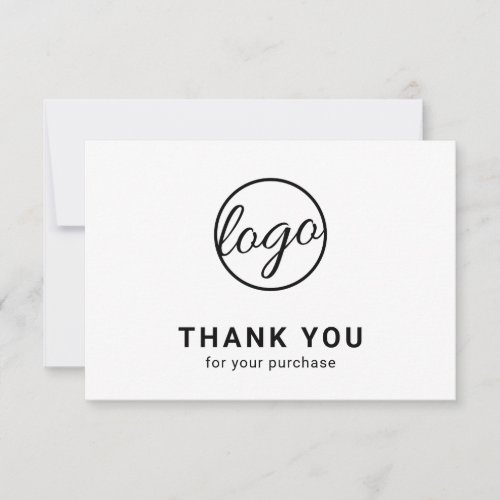 Custom Logo Simple Black and White Business Thank You Card