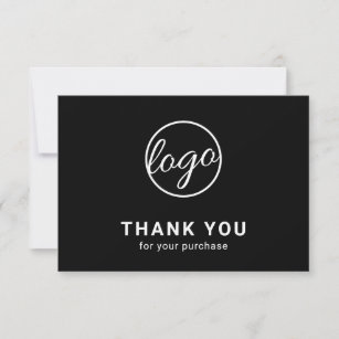 Custom Logo Simple Black Business Thank You Card