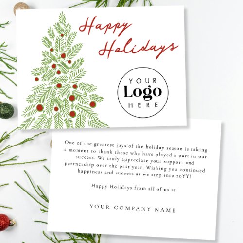 Custom Logo Simple Business Holiday Thank You Card
