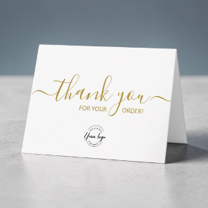 Custom logo Simple Elegant Gold Business order Thank You Card