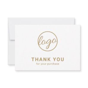 Custom Logo Simple Elegant Gold Business Thank You Card