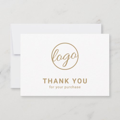 Custom Logo Simple Elegant Gold Business Thank You Card