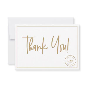 Custom Logo Simple Gold Business Modern Script Thank You Card