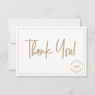 Custom Logo Simple Gold Business Modern Script Thank You Card