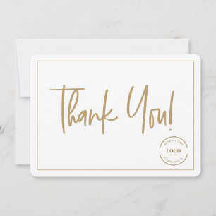 Custom Logo Simple Gold Business Modern Script Thank You Card