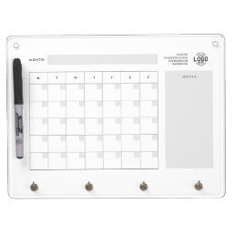 Custom Logo Simple Minimalist Month Week Undated  Dry Erase Board With Keychain Holder