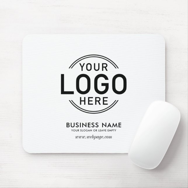 Custom Logo Simple Minimalist White Name Website Mouse Pad (With Mouse)