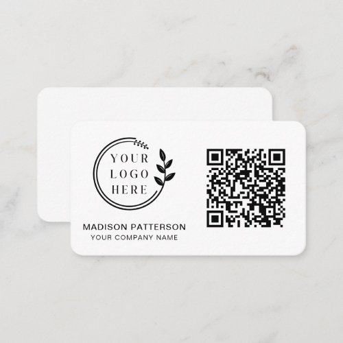 Custom Logo Simple Modern Minimalist QR Code Business Card