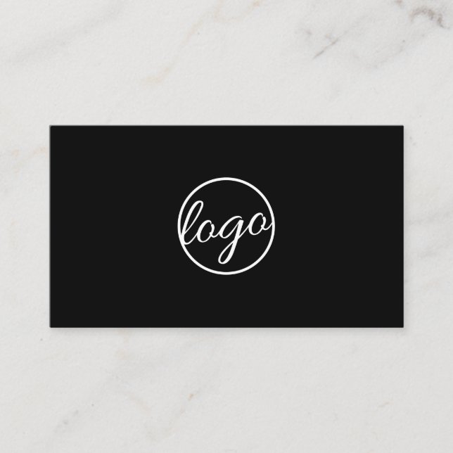 Custom Logo Simple Professional Black Modern Business Card (Front)