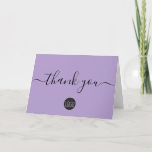 Custom logo simple purple business thank you card