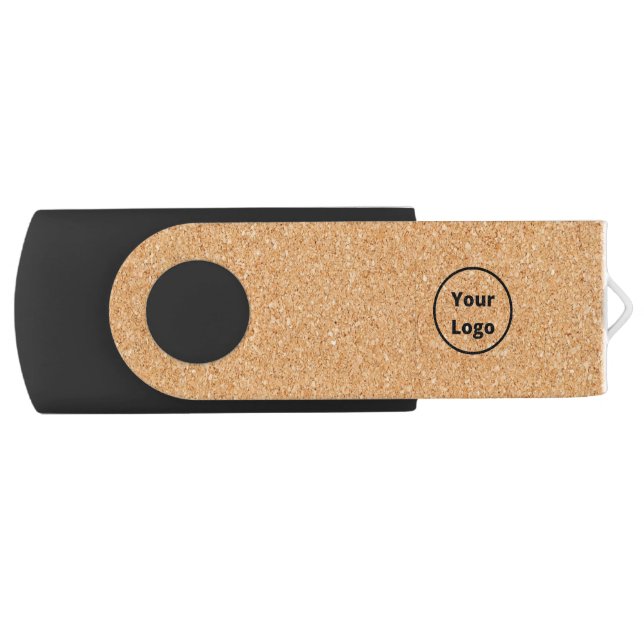 Custom logo  sliced wood block flash drive (Front)