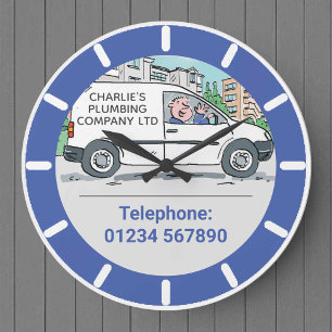 Custom Logo Small Business Company Van Wall Clock