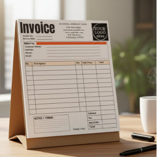 Custom Logo Small Business Invoice Sales Receipt O Notepad