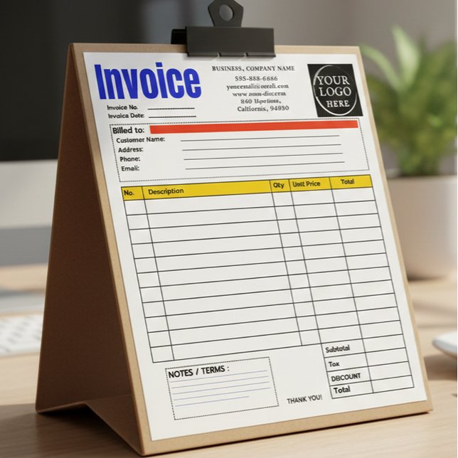 Custom Logo Small Business Invoice Sales Receipt O Notepad (Creator Uploaded)
